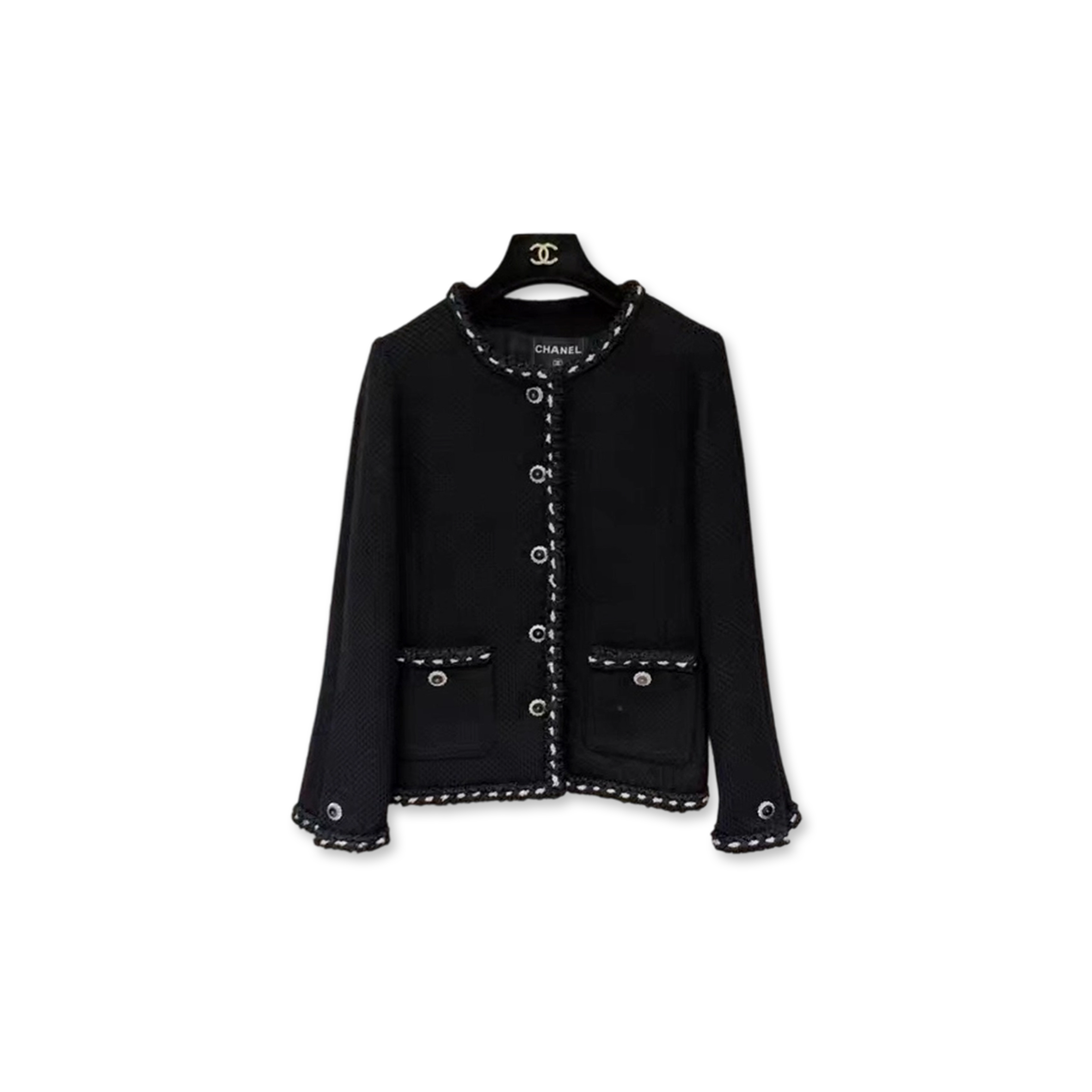CHANEL BLACK TWEED JACKET P76245